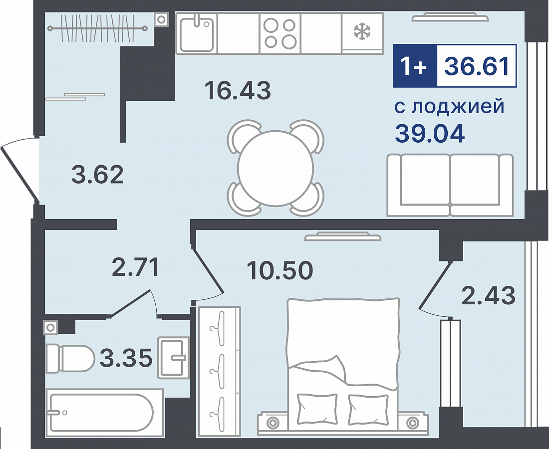 1-комнатная №16