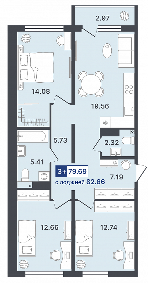 3-комнатная №148