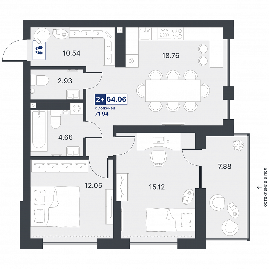 2-комнатная №102
